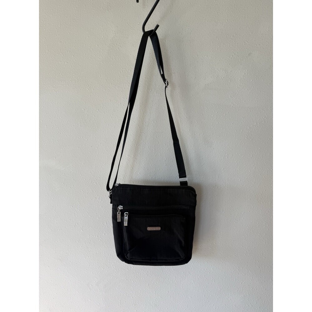 Baggallini Crossbody Purse Handbag Black Nylon Rdif Travel Bag Shoulder Adjust
